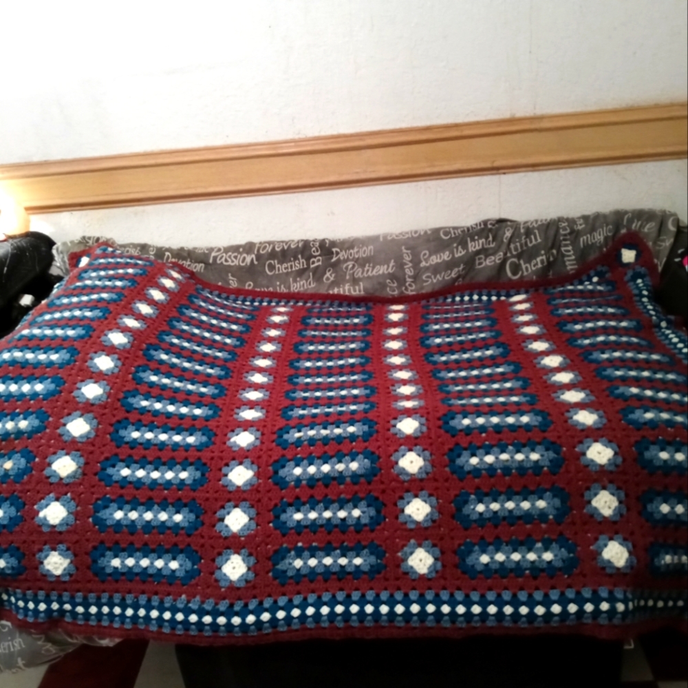 Vintage hand crochet full size blanket